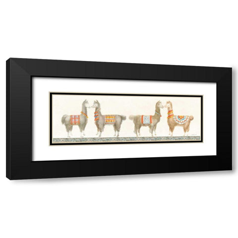 Festive Llama V Black Modern Wood Framed Art Print with Double Matting by Nai, Danhui