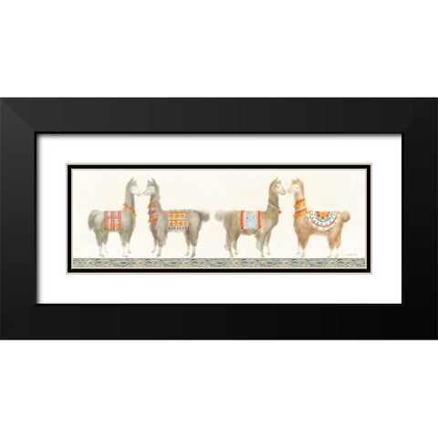 Festive Llama V Black Modern Wood Framed Art Print with Double Matting by Nai, Danhui