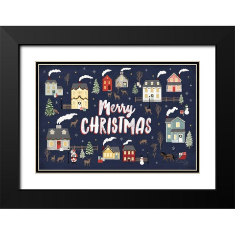 Christmas Village I Black Modern Wood Framed Art Print with Double Matting by Marshall, Laura