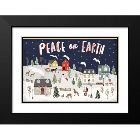Christmas Village II Black Modern Wood Framed Art Print with Double Matting by Marshall, Laura