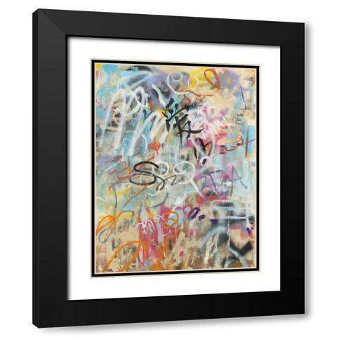 Graffiti Love Black Modern Wood Framed Art Print with Double Matting by Nai, Danhui