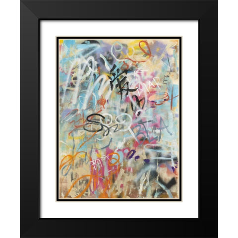 Graffiti Love Black Modern Wood Framed Art Print with Double Matting by Nai, Danhui