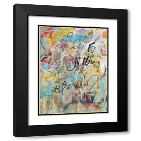 Graffiti Freedom Black Modern Wood Framed Art Print with Double Matting by Nai, Danhui