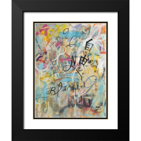 Graffiti Freedom Black Modern Wood Framed Art Print with Double Matting by Nai, Danhui