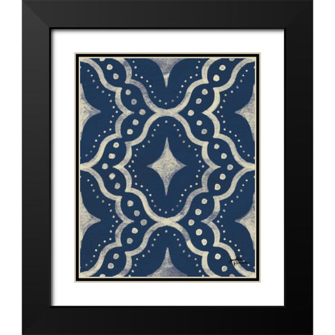 Blue Botanical Pattern IVA Black Modern Wood Framed Art Print with Double Matting by Penner, Janelle