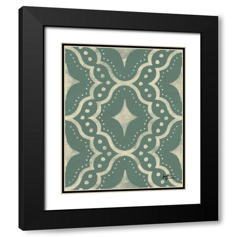 Blue Botanical Pattern IVD Black Modern Wood Framed Art Print with Double Matting by Penner, Janelle