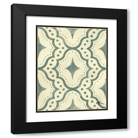 Blue Botanical Pattern VD Black Modern Wood Framed Art Print with Double Matting by Penner, Janelle