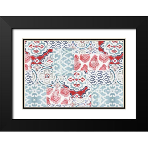 Bazaar Patchwork I Black Modern Wood Framed Art Print with Double Matting by Pela Studio