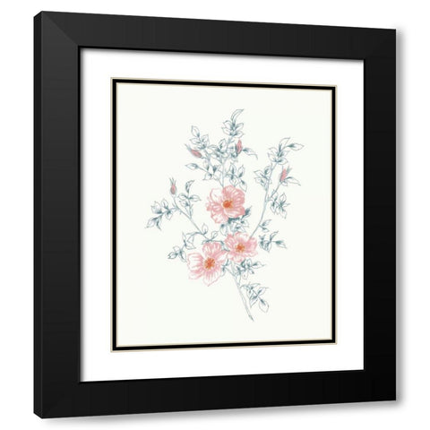 Flowers on White II Contemporary Bright Black Modern Wood Framed Art Print with Double Matting by Wild Apple Portfolio