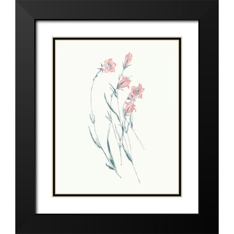 Flowers on White V Contemporary Bright Black Modern Wood Framed Art Print with Double Matting by Wild Apple Portfolio
