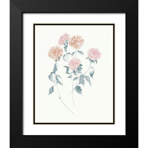 Flowers on White VI Contemporary Bright Black Modern Wood Framed Art Print with Double Matting by Wild Apple Portfolio