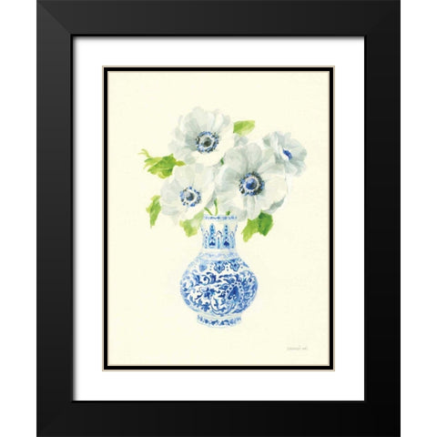 Floral Chinoiserie I Black Modern Wood Framed Art Print with Double Matting by Nai, Danhui