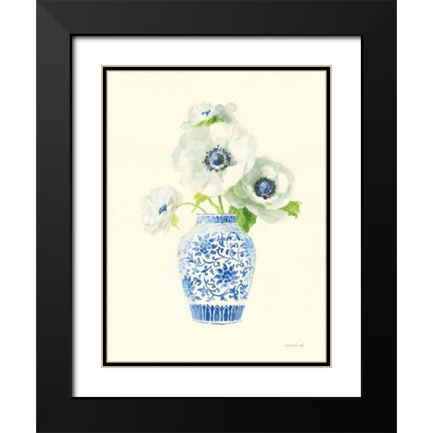 Floral Chinoiserie II Black Modern Wood Framed Art Print with Double Matting by Nai, Danhui