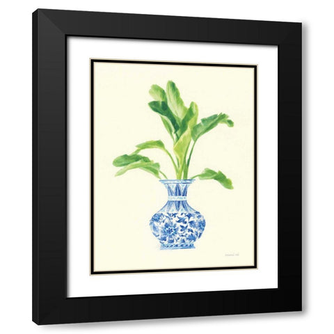 Palm Chinoiserie I Black Modern Wood Framed Art Print with Double Matting by Nai, Danhui