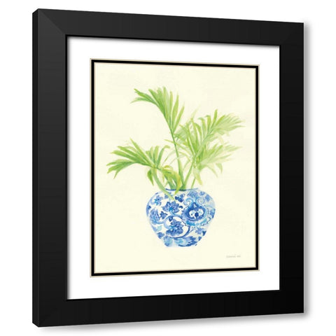 Palm Chinoiserie II Black Modern Wood Framed Art Print with Double Matting by Nai, Danhui