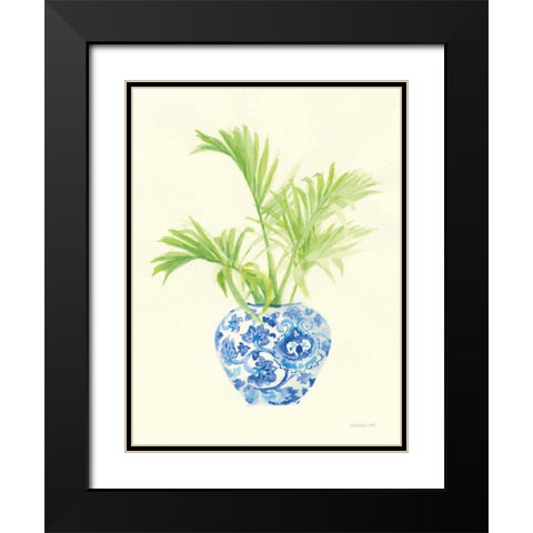 Palm Chinoiserie II Black Modern Wood Framed Art Print with Double Matting by Nai, Danhui