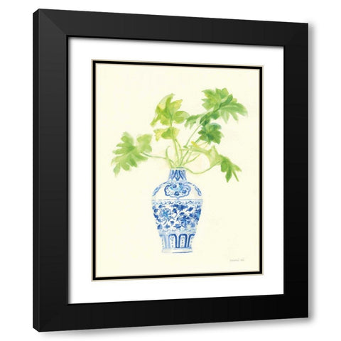 Palm Chinoiserie III Black Modern Wood Framed Art Print with Double Matting by Nai, Danhui