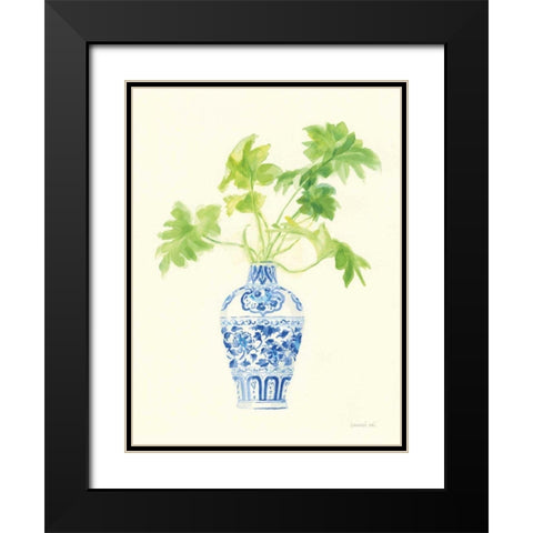 Palm Chinoiserie III Black Modern Wood Framed Art Print with Double Matting by Nai, Danhui