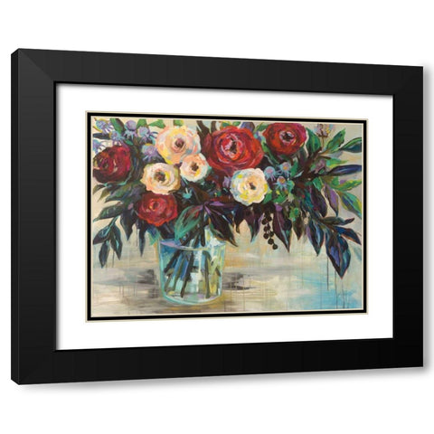 Winter Floral Black Modern Wood Framed Art Print with Double Matting by Vertentes, Jeanette