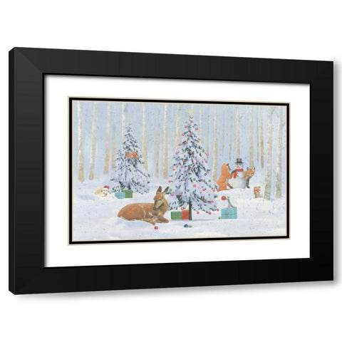 Christmas Critters Bright I Black Modern Wood Framed Art Print with Double Matting by Adams, Emily