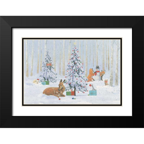 Christmas Critters Bright I Black Modern Wood Framed Art Print with Double Matting by Adams, Emily