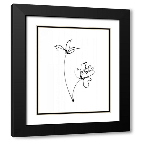 Ink Flowers 25 on White Black Modern Wood Framed Art Print with Double Matting by Tillmon, Avery
