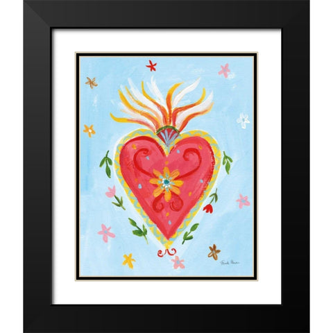 Fridas Heart I Black Modern Wood Framed Art Print with Double Matting by Zaman, Farida