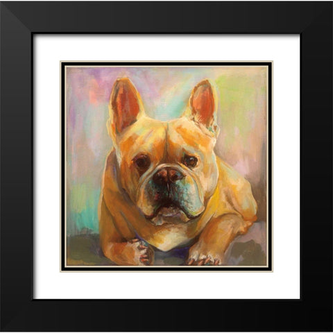 Frenchie Black Modern Wood Framed Art Print with Double Matting by Vertentes, Jeanette