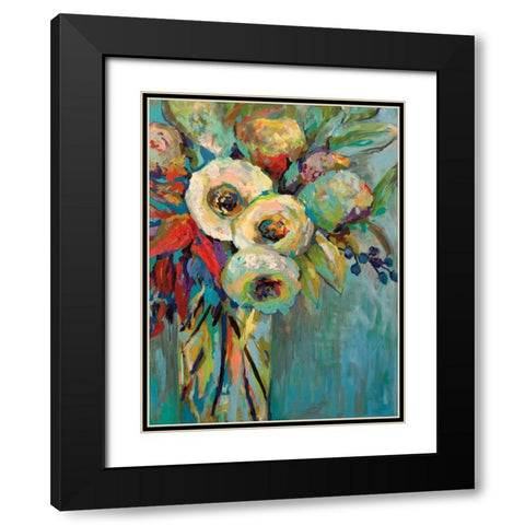 Mod Floral Black Modern Wood Framed Art Print with Double Matting by Vertentes, Jeanette