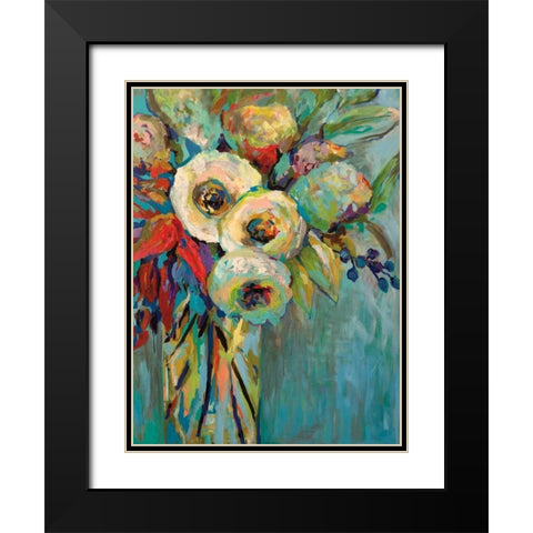 Mod Floral Black Modern Wood Framed Art Print with Double Matting by Vertentes, Jeanette