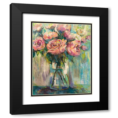 Peony Play Black Modern Wood Framed Art Print with Double Matting by Vertentes, Jeanette