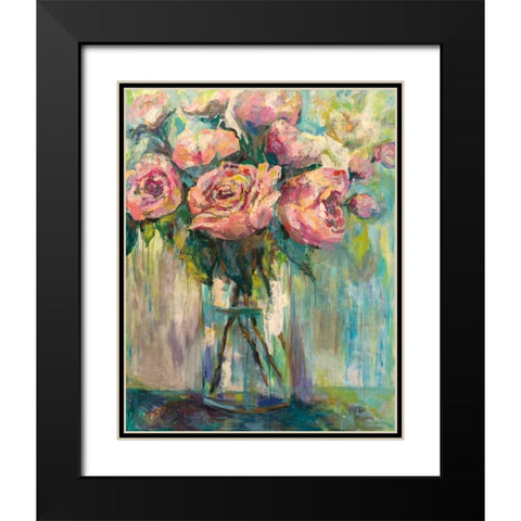 Peony Play Black Modern Wood Framed Art Print with Double Matting by Vertentes, Jeanette