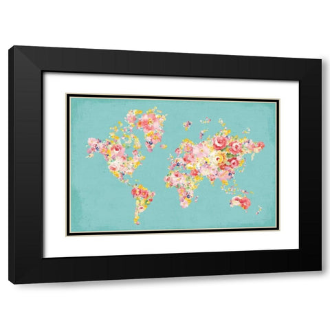 Midsummer World Turquoise Black Modern Wood Framed Art Print with Double Matting by Nai, Danhui