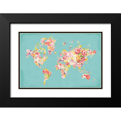 Midsummer World Turquoise Black Modern Wood Framed Art Print with Double Matting by Nai, Danhui