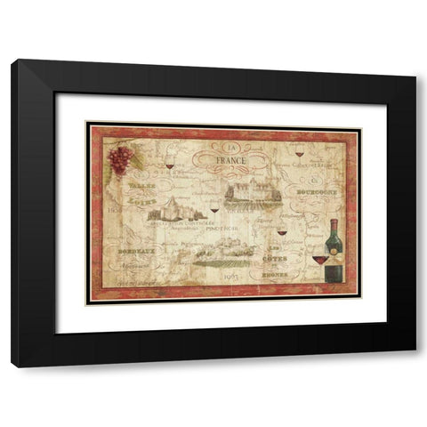 Wine Map Black Modern Wood Framed Art Print with Double Matting by Brissonnet, Daphne