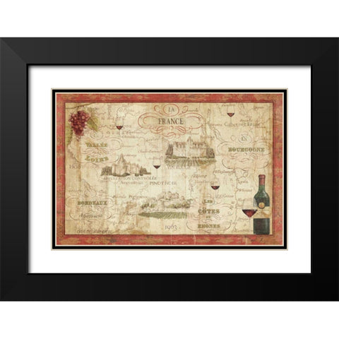 Wine Map Black Modern Wood Framed Art Print with Double Matting by Brissonnet, Daphne