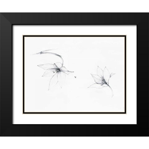 Graphite Floral I Black Modern Wood Framed Art Print with Double Matting by Tillmon, Avery