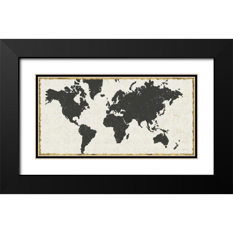 Kami Map No Patterns Black Modern Wood Framed Art Print with Double Matting by Lovell, Kathrine