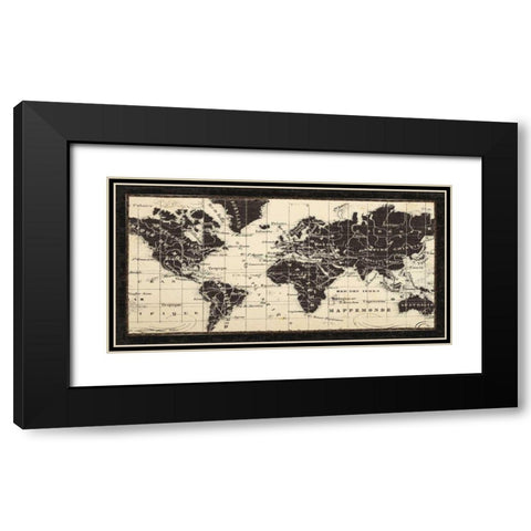 Old World Map Parchment Black Modern Wood Framed Art Print with Double Matting by Pela Studio