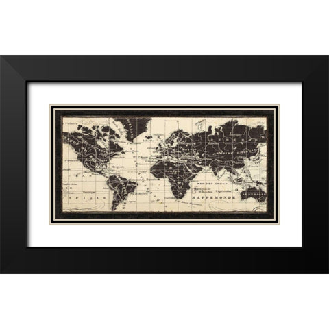 Old World Map Parchment Black Modern Wood Framed Art Print with Double Matting by Pela Studio