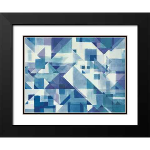 Try Angles I Blue Black Modern Wood Framed Art Print with Double Matting by Nai, Danhui