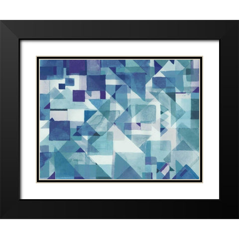 Try Angles II Blue Black Modern Wood Framed Art Print with Double Matting by Nai, Danhui