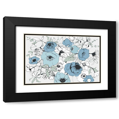Watercolor Black Lined Poppies Mix Black Modern Wood Framed Art Print with Double Matting by Novak, Shirley