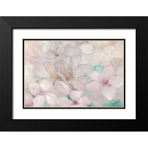 Apple Blossoms Teal Black Modern Wood Framed Art Print with Double Matting by Purinton, Julia