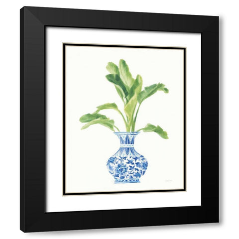 Palm Chinoiserie White I Black Modern Wood Framed Art Print with Double Matting by Nai, Danhui