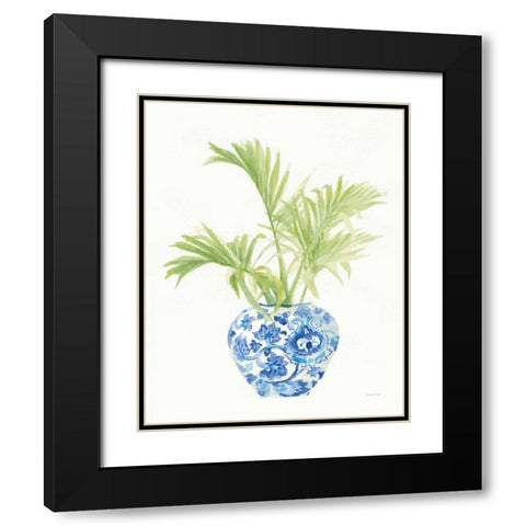 Palm Chinoiserie White II Black Modern Wood Framed Art Print with Double Matting by Nai, Danhui