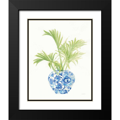 Palm Chinoiserie White II Black Modern Wood Framed Art Print with Double Matting by Nai, Danhui