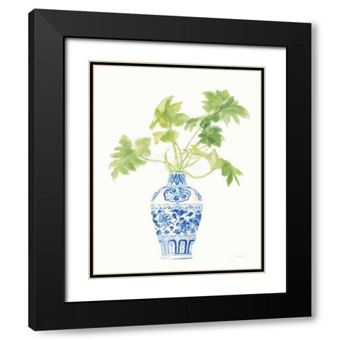 Palm Chinoiserie White III Black Modern Wood Framed Art Print with Double Matting by Nai, Danhui