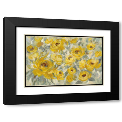 Yellow Roses Black Modern Wood Framed Art Print with Double Matting by Vassileva, Silvia