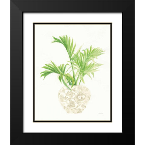 Palm Chinoiserie II Cream Black Modern Wood Framed Art Print with Double Matting by Nai, Danhui